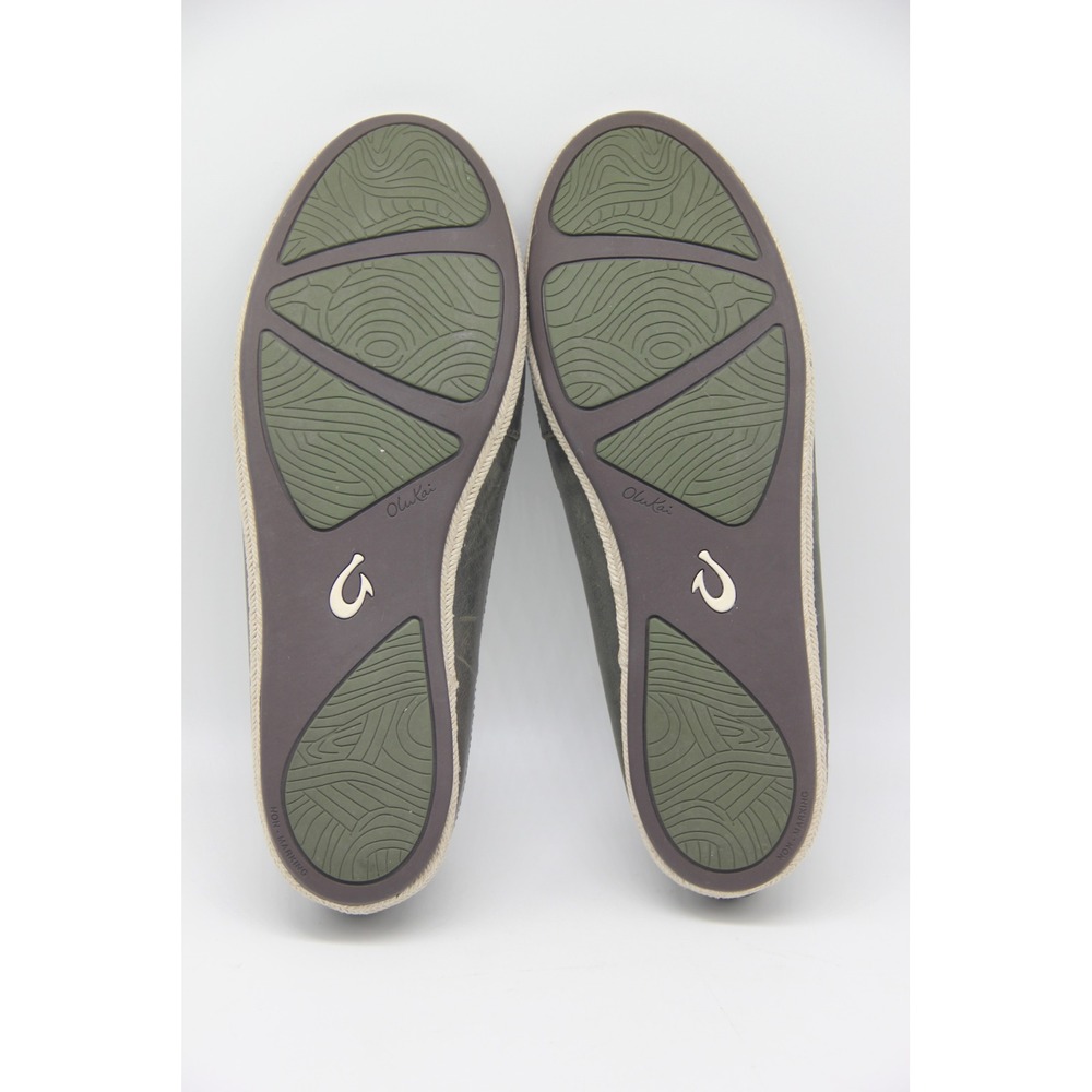 OluKai Shoes Womens 10 Green Leather Lino Ballet Flats Slip On Comfort Casual - Picture 7 of 9